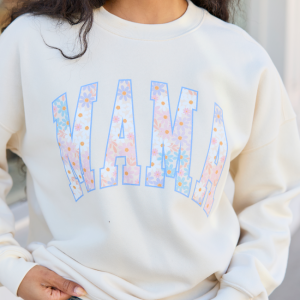 Mama Multi Daisy Print Cream Graphic Sweatshirt