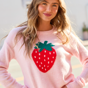 Saye Pink Strawberry Crewneck Sweater