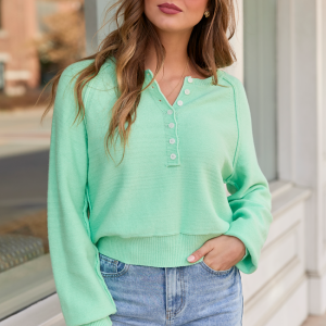 Casey Mint Henley Pullover