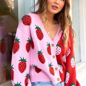 Wilder Pink And Red Strawberry Cardigan