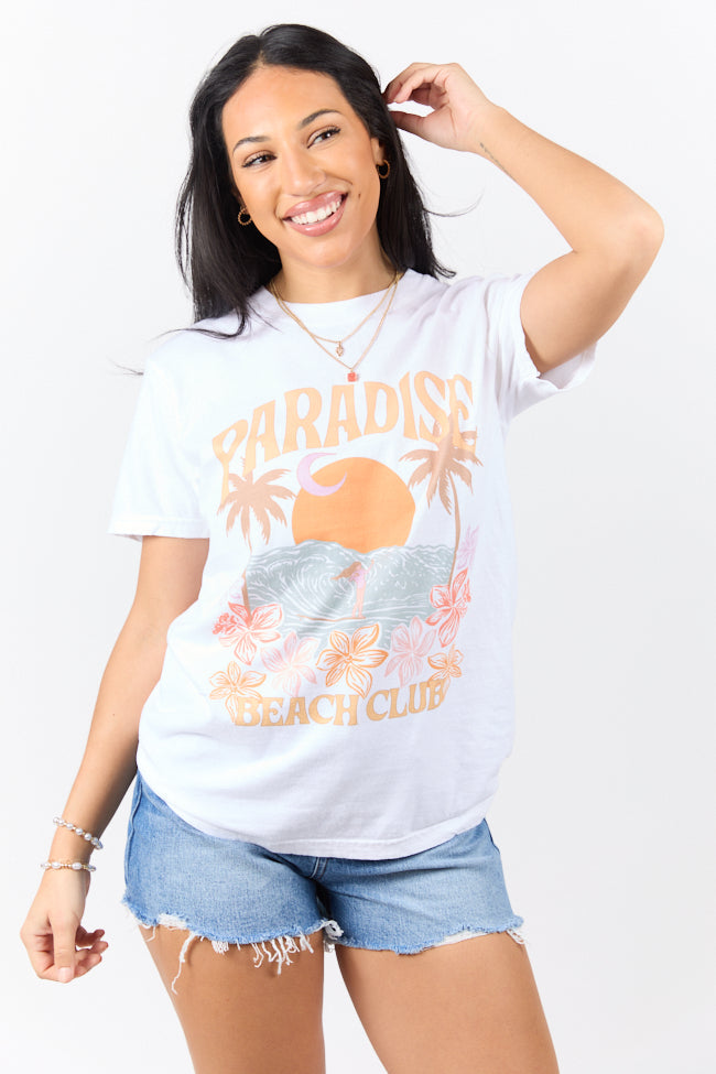 Paradise Beach Club White Graphic Tee - Image 3