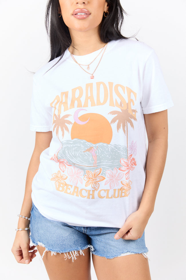 Paradise Beach Club White Graphic Tee - Image 4