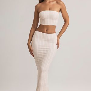 Modal Mid-Rise Maxi Skirt in Stripe Print