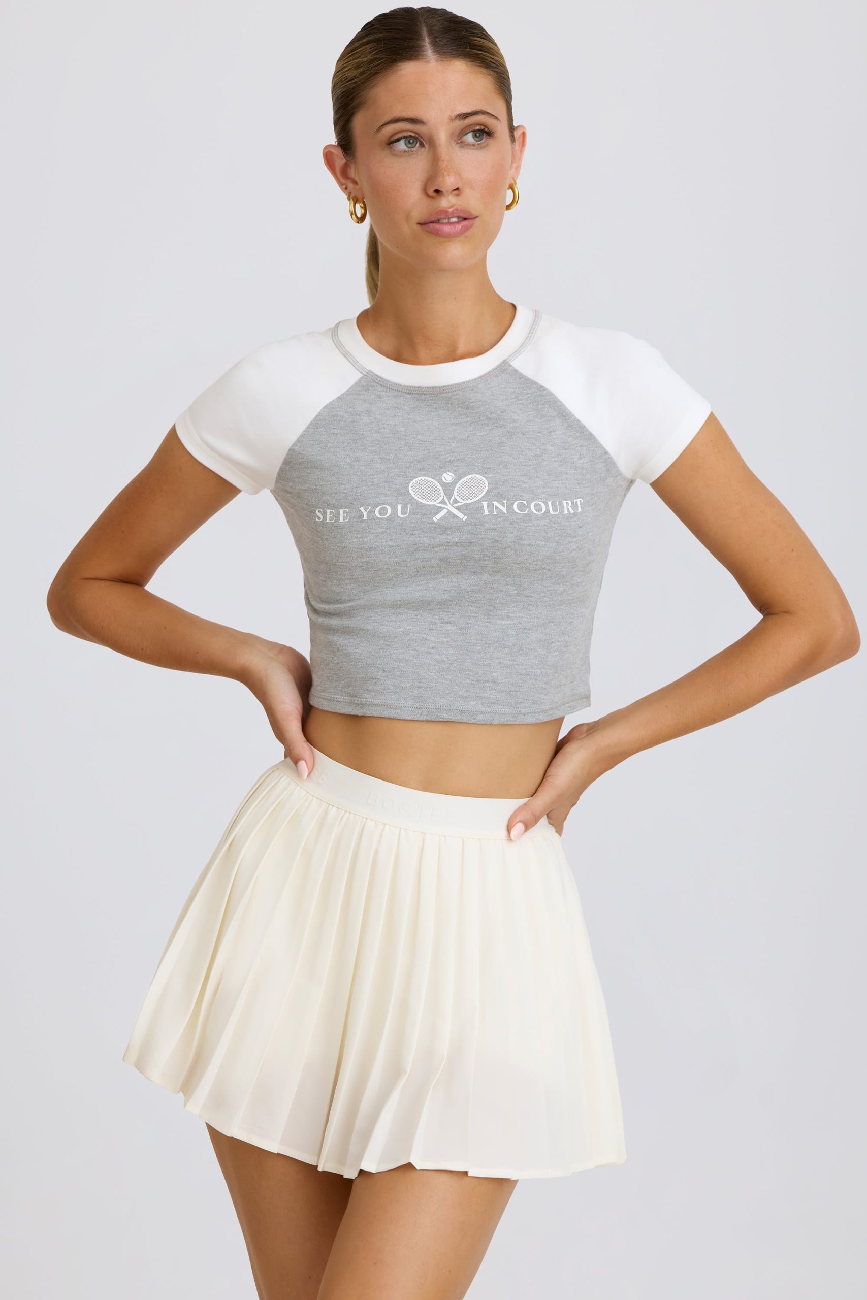 Graphic-Print Cropped T-Shirt in Grey Marl - Image 4