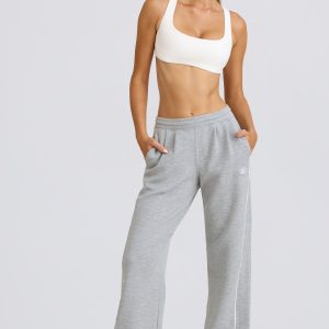 Mid-Rise Straight-Leg Joggers in Grey Marl