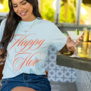Happy Hour Light Blue Comfort Color Graphic Tee