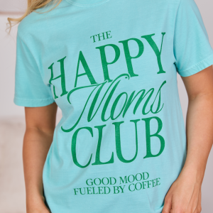 Happy Moms Club Mint Blue Graphic Tee