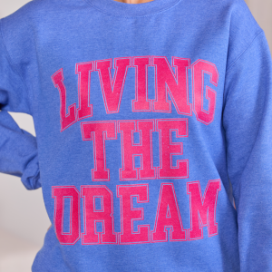 Living The Dream Heather Blue Graphic Sweatshirt