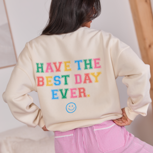 Happiness Social Club Cream Graphic Sweatshirt