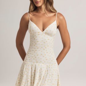 Modal Ruched A-Line Mini Dress in Floral Print