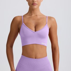 Define Luxe V-Neck Sports Bra in Lilac