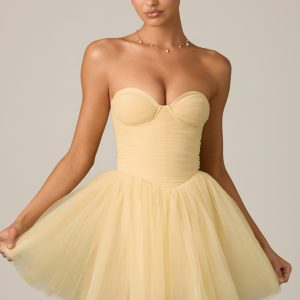 Tulle Corset Mini Dress in Yellow