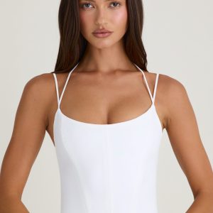Strappy Halterneck Corset Top in White