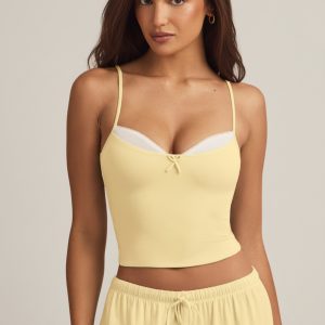 Modal Camisole Pyjama Top in Pastel Yellow