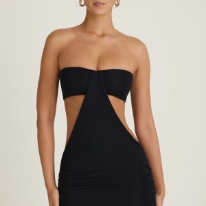 Bandeau Cut-Out Mini Dress in Black