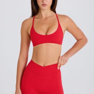 Soft Active Pocket V-Waist Mini Shorts in Strawberry Red
