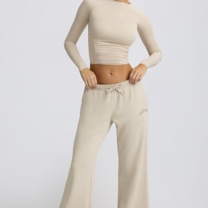 Low-Rise Wide-Leg Joggers in Bone