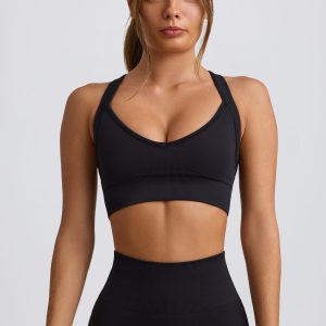 Super Sculpt Seamless Crossback Sports Bra in Black