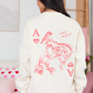Lucky Cowgirl Cream Graphic Sweatshirt