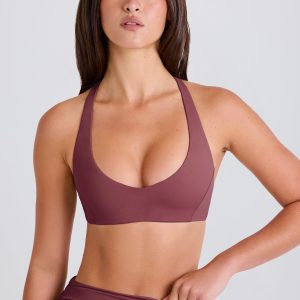Four-Way Stretch Crossback V-Neck Sports Bra in Acai