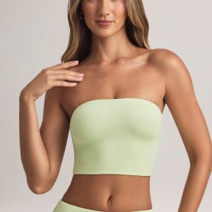 Modal Strapless Crop Top in Sage Green