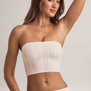Modal Strapless Crop Top in Stripe Print