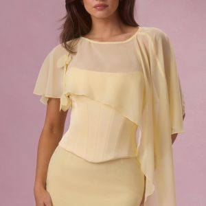 Premium Chiffon Cape in Butter Yellow