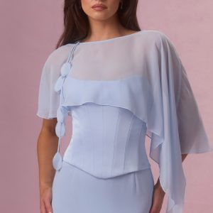 Premium Chiffon Cape in Powder Blue