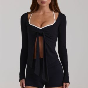 Modal Tie-Front Top in Black